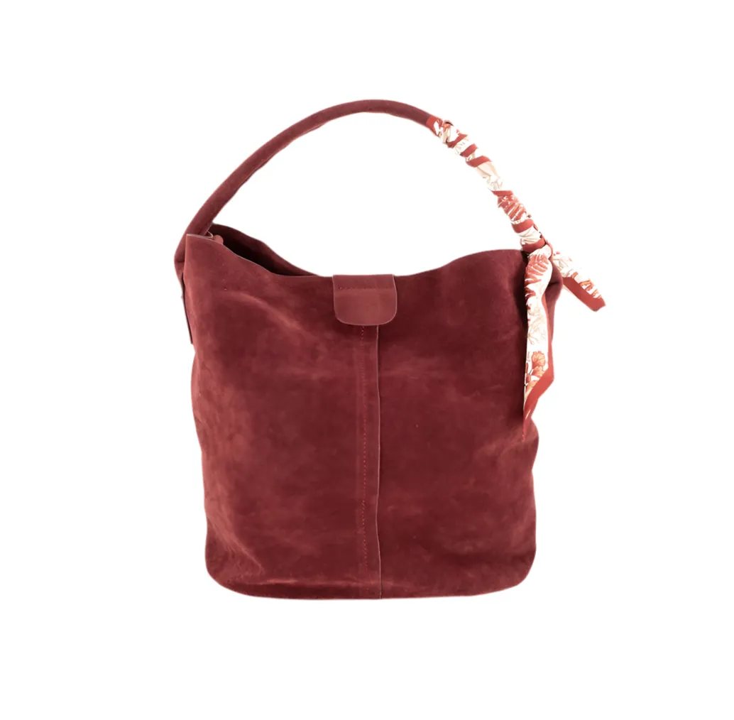 Daily Trend Classy office bag Linda Burgundy Suede Medium BC Bag with Scarf