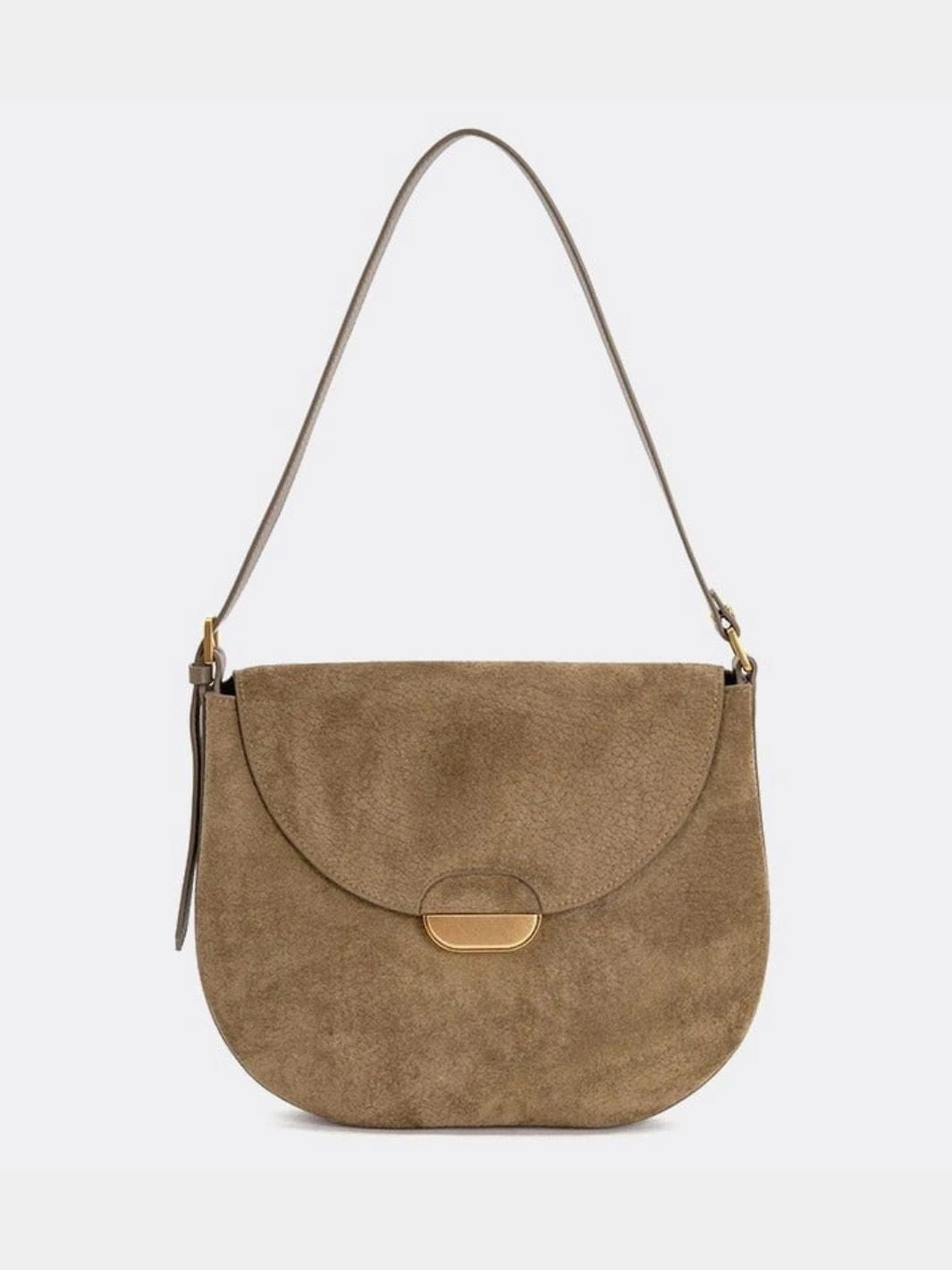 Lise | Chic Brown Suede Effect Shoulder Bag ?C Elegant Hobo Style with Gold Hardware Everyday Organizer Refined Touch
