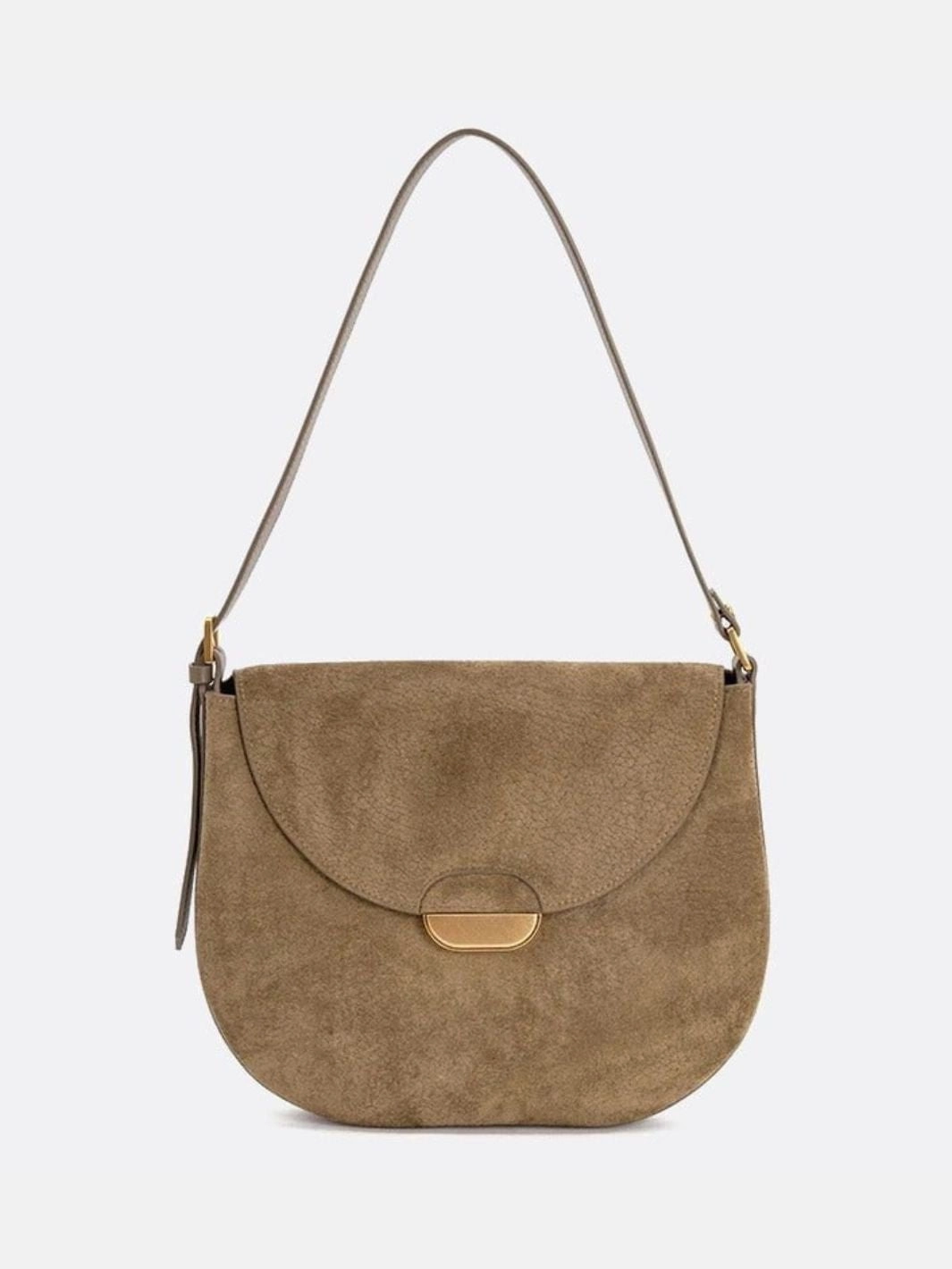 Lise | Chic Brown Suede Effect Shoulder Bag ?C Elegant Hobo Style with Gold Hardware Casual Travel