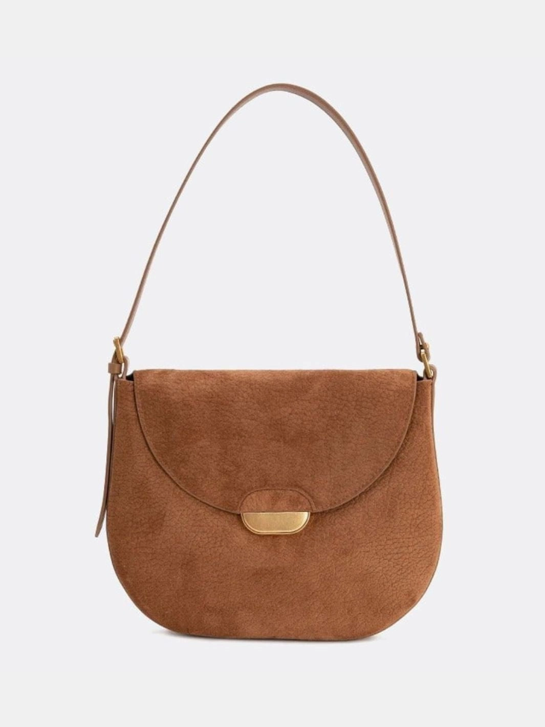 Lise | Chic Brown Suede Effect Shoulder Bag ?C Elegant Hobo Style with Gold Hardware Luxury Design Urban Chic
