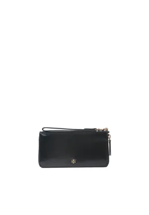 Slim Leather Tory Burch Emerson Patent Zip Around Continental Wallet In Black 162753