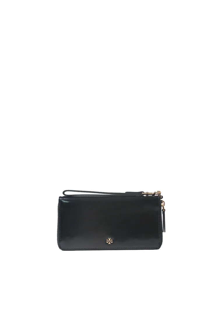 Slim Leather Tory Burch Emerson Patent Zip Around Continental Wallet In Black 162753