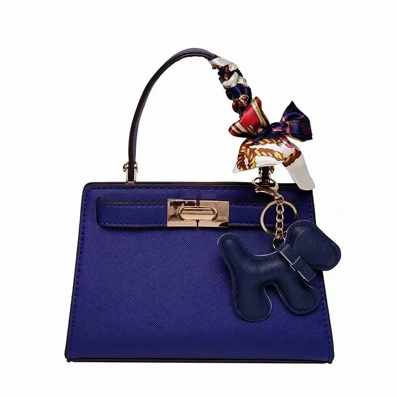 Luna | Black Mini Handbag with Scarf & Charm ?C Elegant & Playful Classy office bag