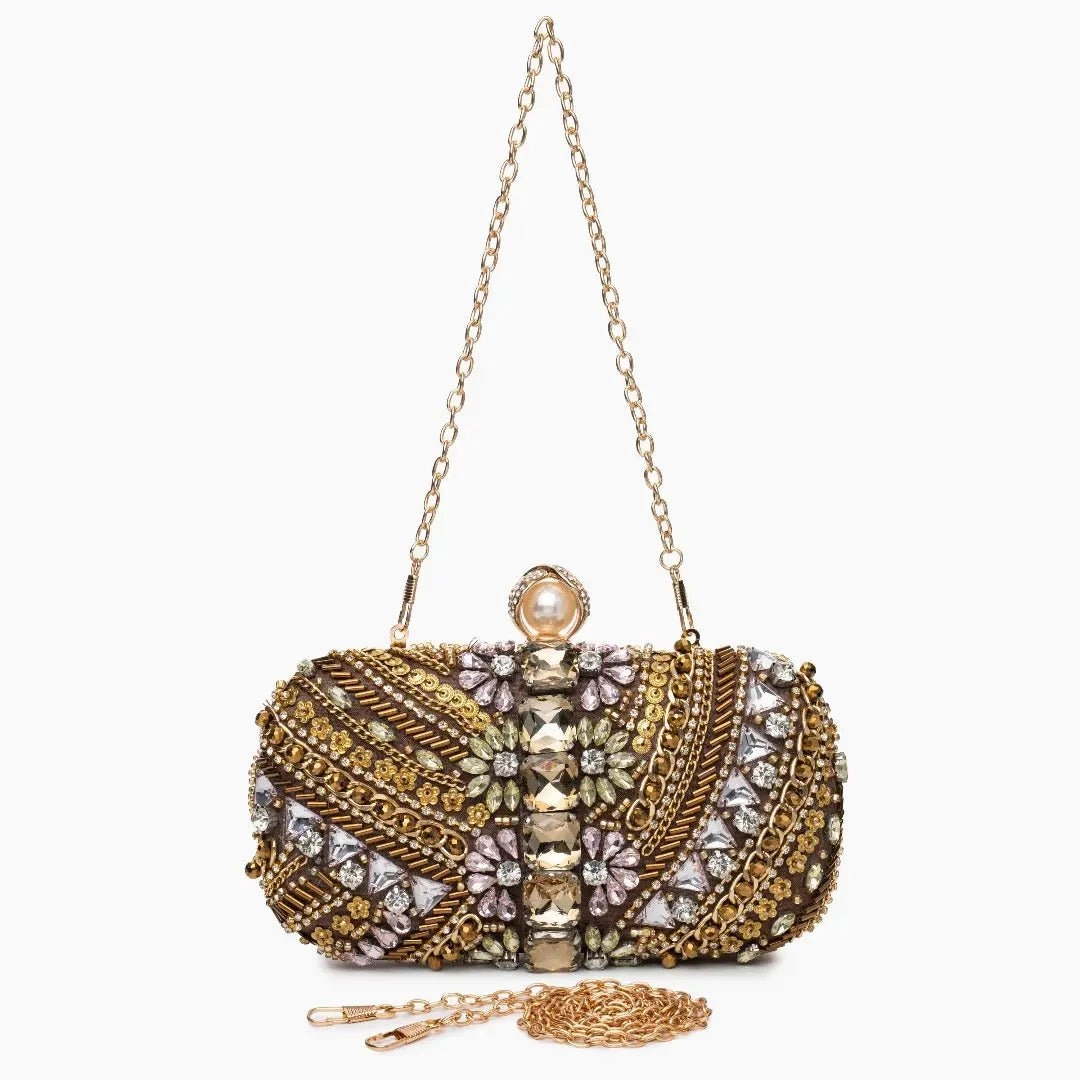 Elegant Detail Stylish Line Amara | Hand-Beaded Bohemian Luxe Evening Clutch ?C Artful Elegance