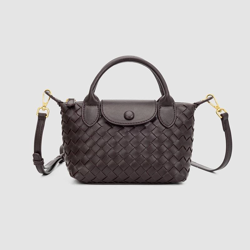 Urban Aesthetic Luxurious Lambskin Leather Handwoven Shoulder Bag | Top Handle Designer Bag
