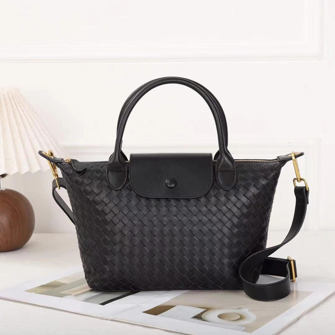 Modern Lifestyle Luxurious Lambskin Leather Handwoven Shoulder Bag | Top Handle Designer Bag