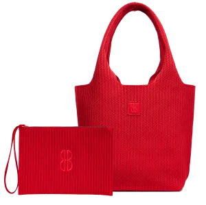 Medium - Red Stripe Tote With Pouch Office Routine