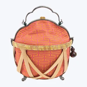 Fashion Texture Weekend Escape Bamboo Basket Handbag with Scarab, Diamond and Gourd