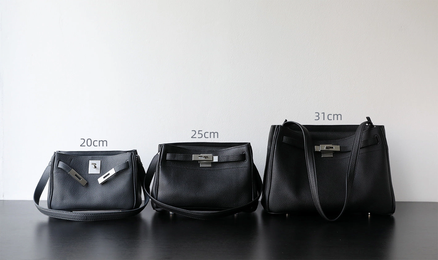 Luxury Black Leather Tote Bag, Handmade Togo and Lambskin Leather Shoulder Bag and Crossbody Square Bag Portable Organizer Outdoor Gear Essential