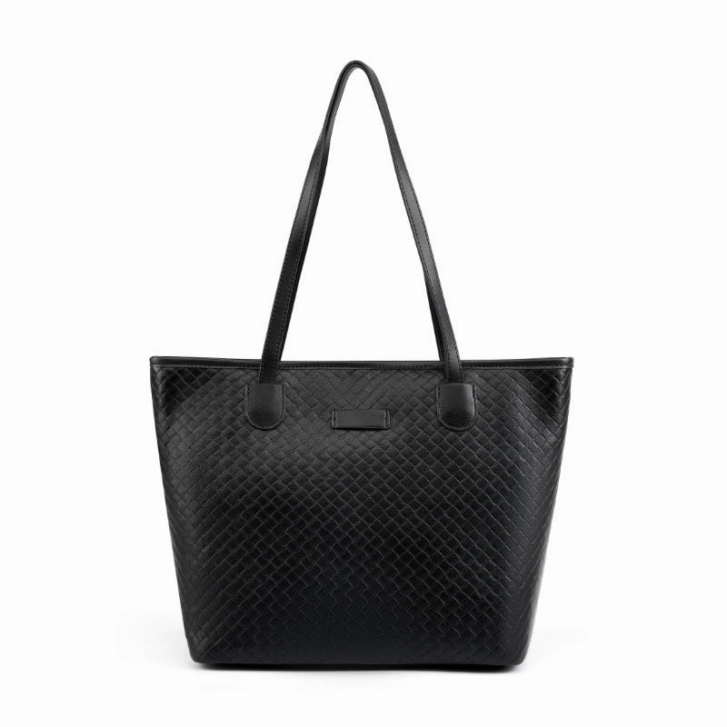 Simple Carry Weekend Companion Zyphera | Black Woven Leather Tote Bag ?C Elegant & Spacious