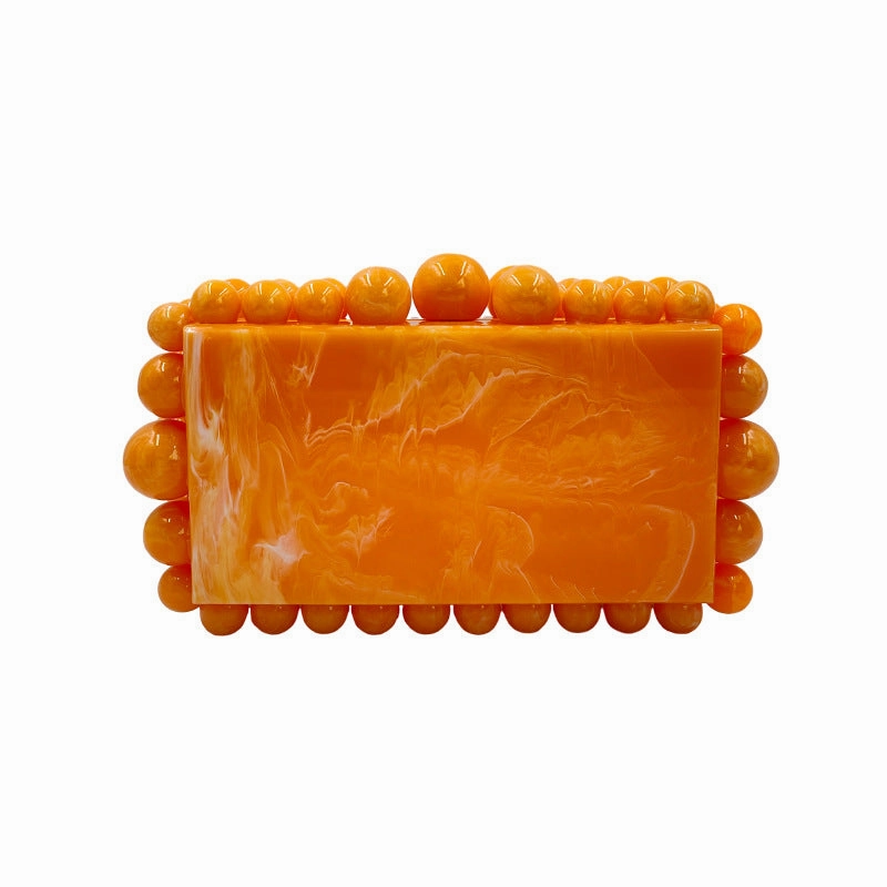 Luxury Pearl Acrylic Clutch ?C Elegant Evening Bag with Gold Chain Monochrome Style Minimal Aesthetic