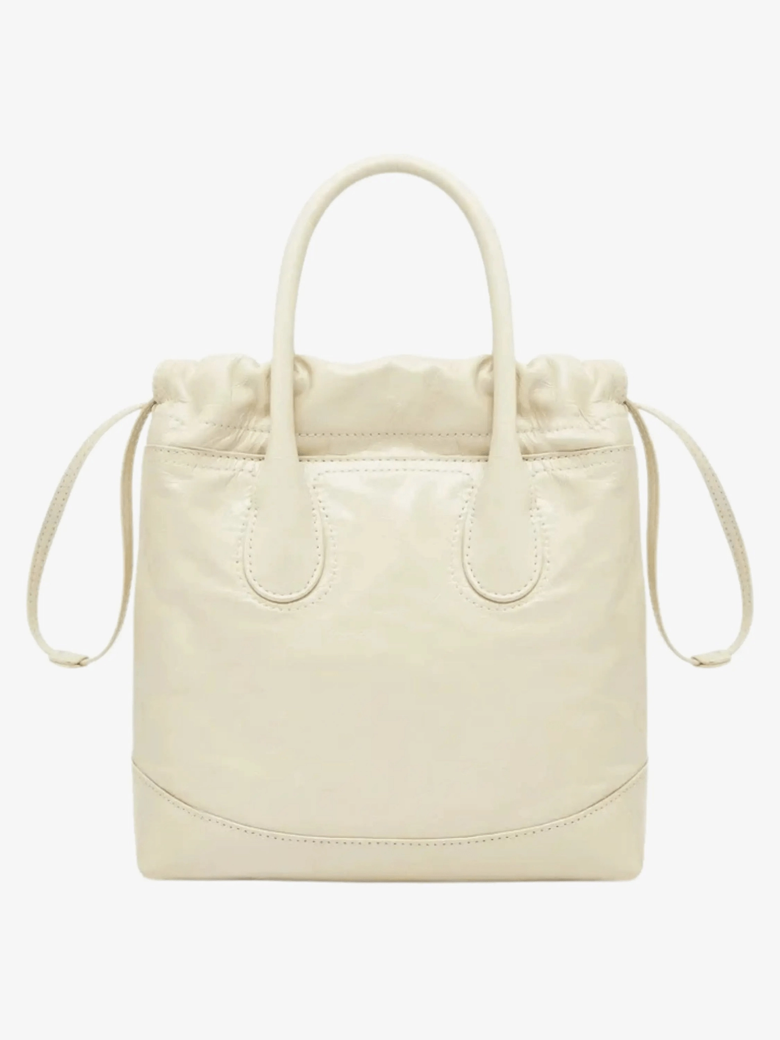 Classic buckle fastening Maelora | Glossy Black Leather Drawstring Bag ?C Chic & Modern