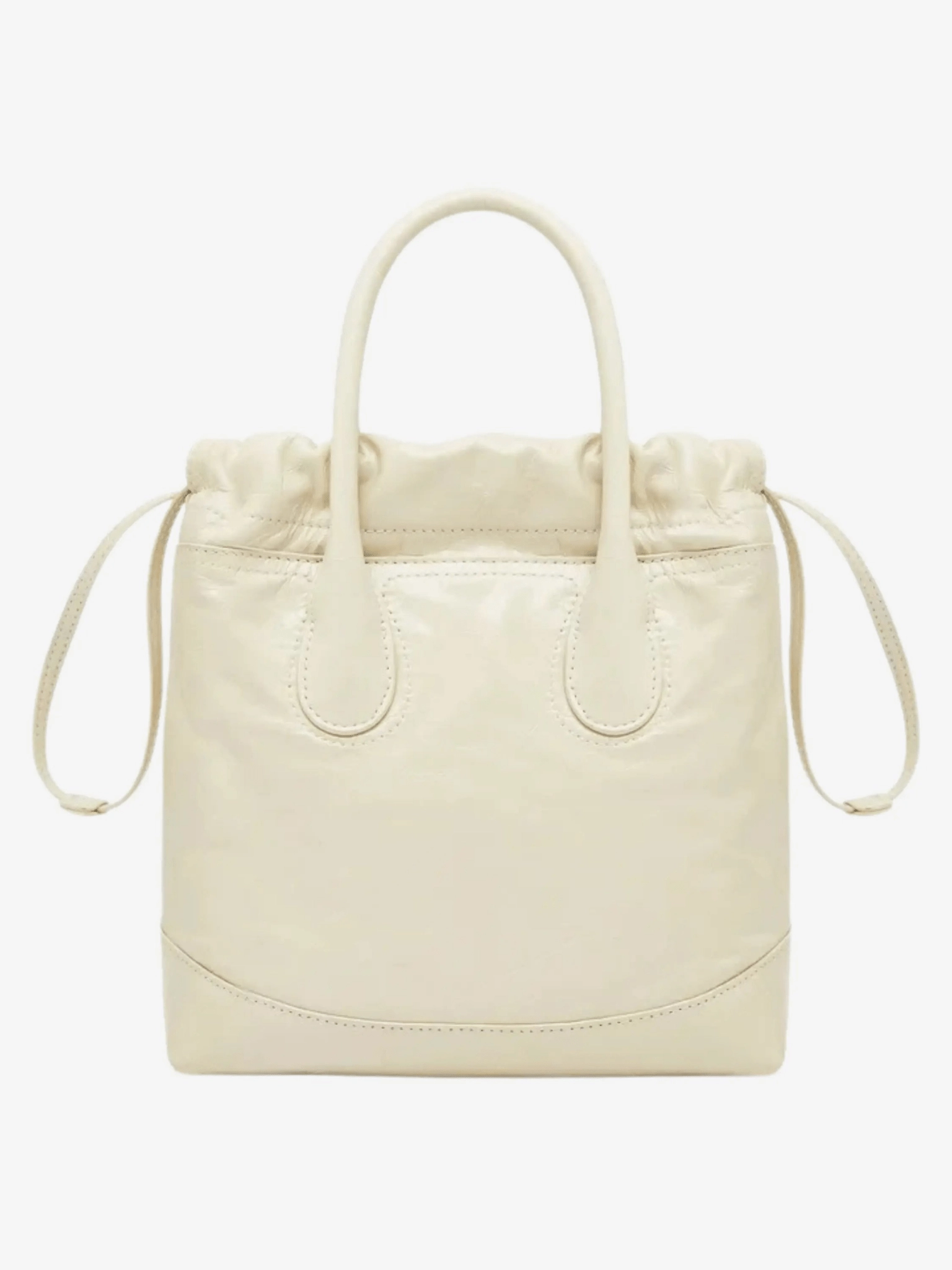 Maelora | Glossy Black Leather Drawstring Bag ?C Chic & Modern Daily Function