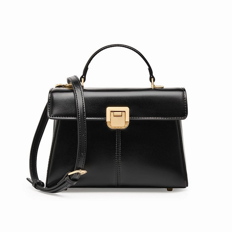 Marcelline | Elegant Black Leather Top-Handle Bag ?C Classic Luxury & Versatility Lightweight Gear