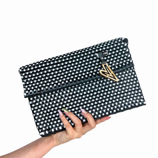 Maria Victoria | Checkers Clutch | Upcycled, Handwoven, Multicolor Clutch Wallet Trendy Accessory