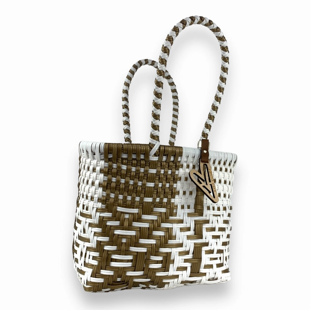 Elegant Style Maria Victoria | Duo Tote | Upcycled, Handwoven, White/Gold Tote