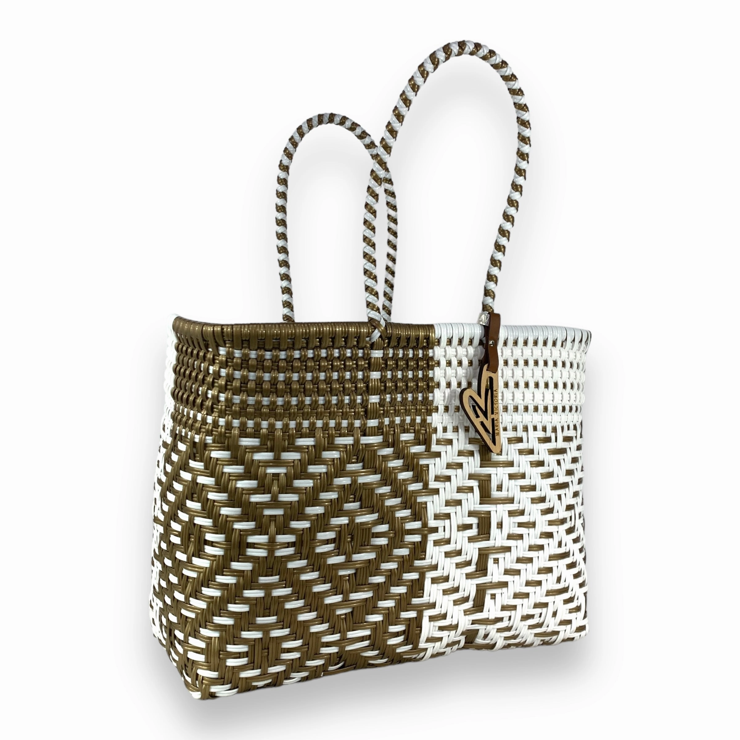 Maria Victoria | Duo Tote | Upcycled, Handwoven, White/Gold Tote Functional Tote Sustainable Routine