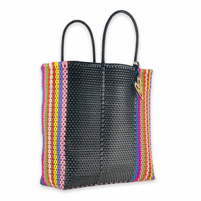 Maria Victoria | Flamingo V2 Totes | Upcycled, Handwoven, Black&Multicolor Tote Travel Explorer Fashion Daily