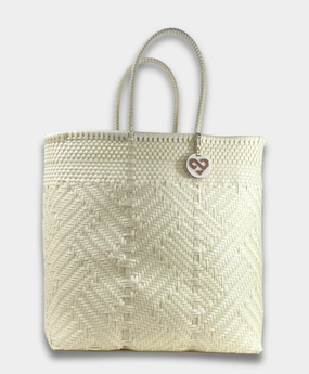 Maria Victoria | Glimmer Pearl Tote | Upcycled, Handwoven Casual Explorer