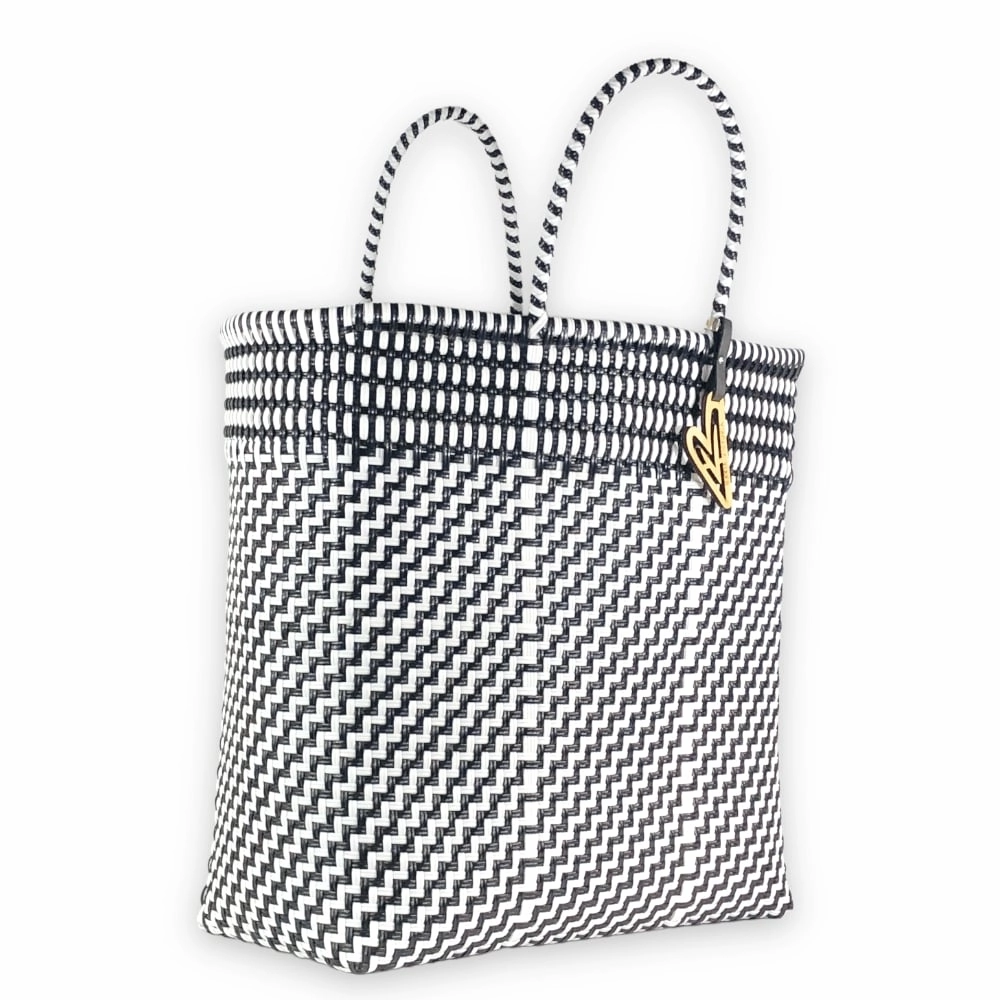Elegant Everyday Maria Victoria | Magpie BW Totes | Upcycled, Handwoven, Black/White Tote