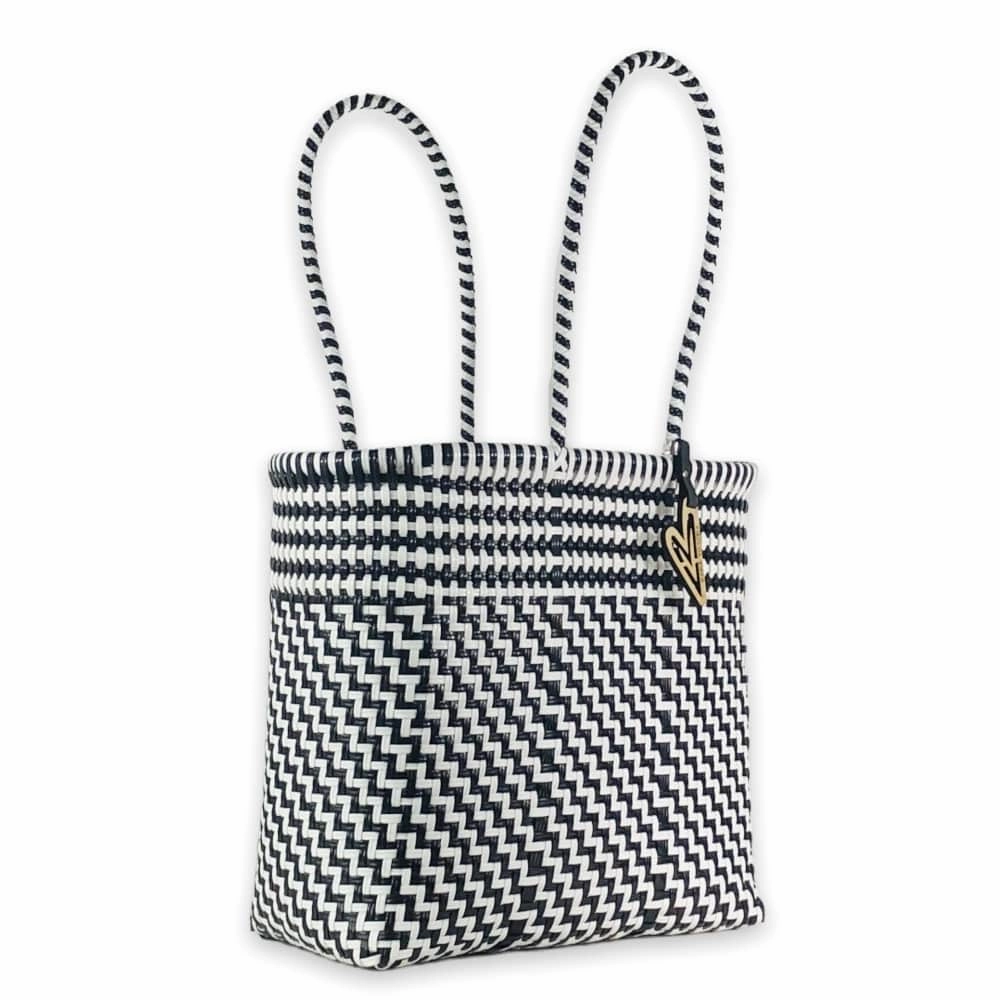 Shopping Trip Maria Victoria | Magpie BW Totes | Upcycled, Handwoven, Black/White Tote
