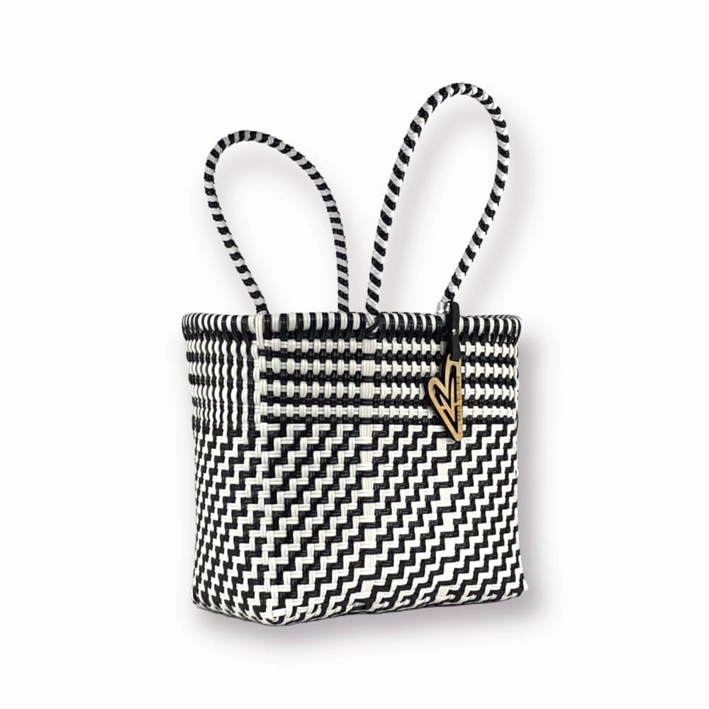 City Style Maria Victoria | Magpie BW Totes | Upcycled, Handwoven, Black/White Tote