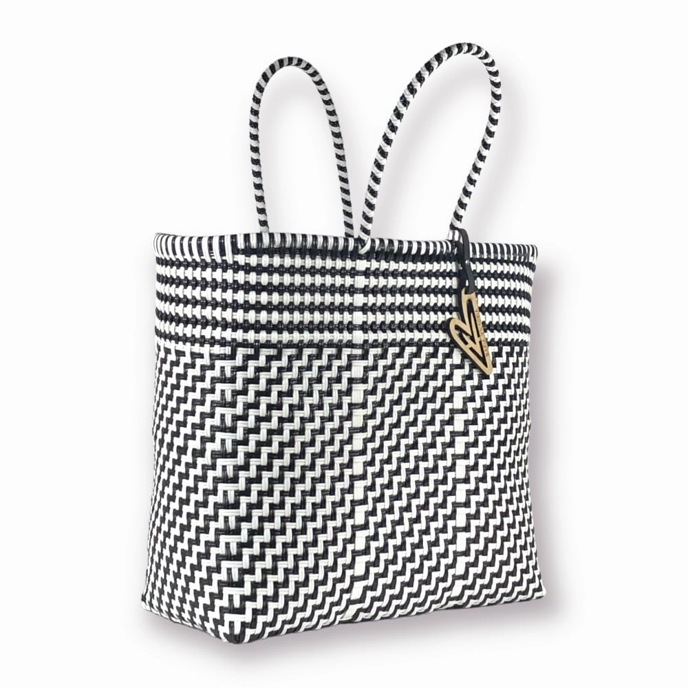 Maria Victoria | Magpie BW Totes | Upcycled, Handwoven, Black/White Tote Modern Carry