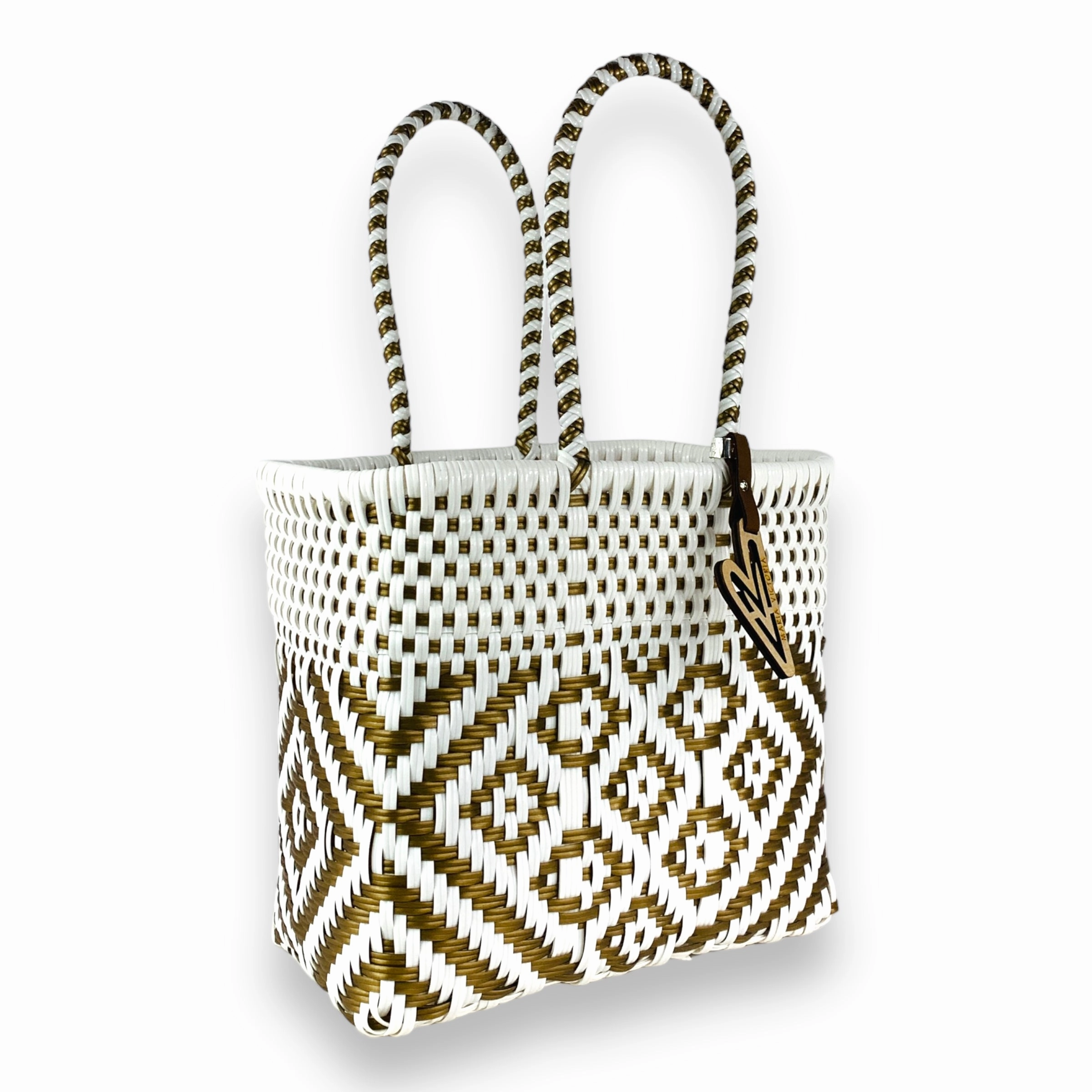 Maria Victoria | Sunrise Totes | Upcycled, Handwoven, White&Gold Tote Travel Gear