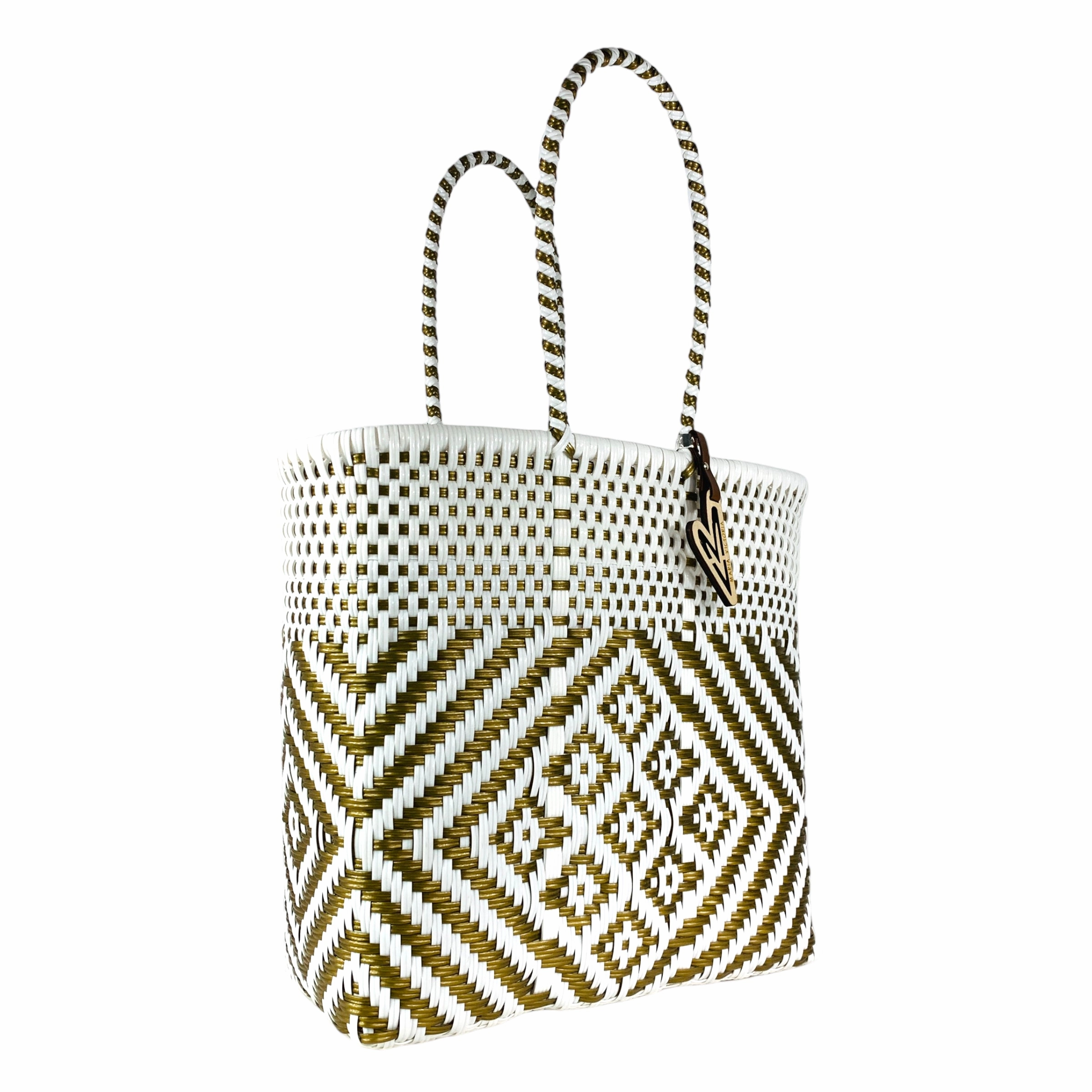 Maria Victoria | Sunrise Totes | Upcycled, Handwoven, White&Gold Tote Office Style