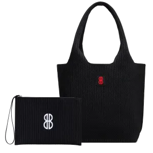Outdoor Ready Weekend Mood Medium - Black Stripe Tote With Pouch