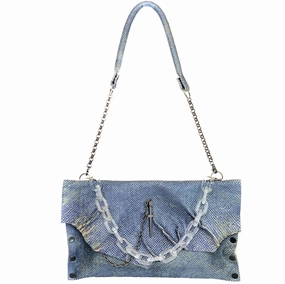 Smart Travel Functional Journey Metallic Denim Leather Cindy Bag