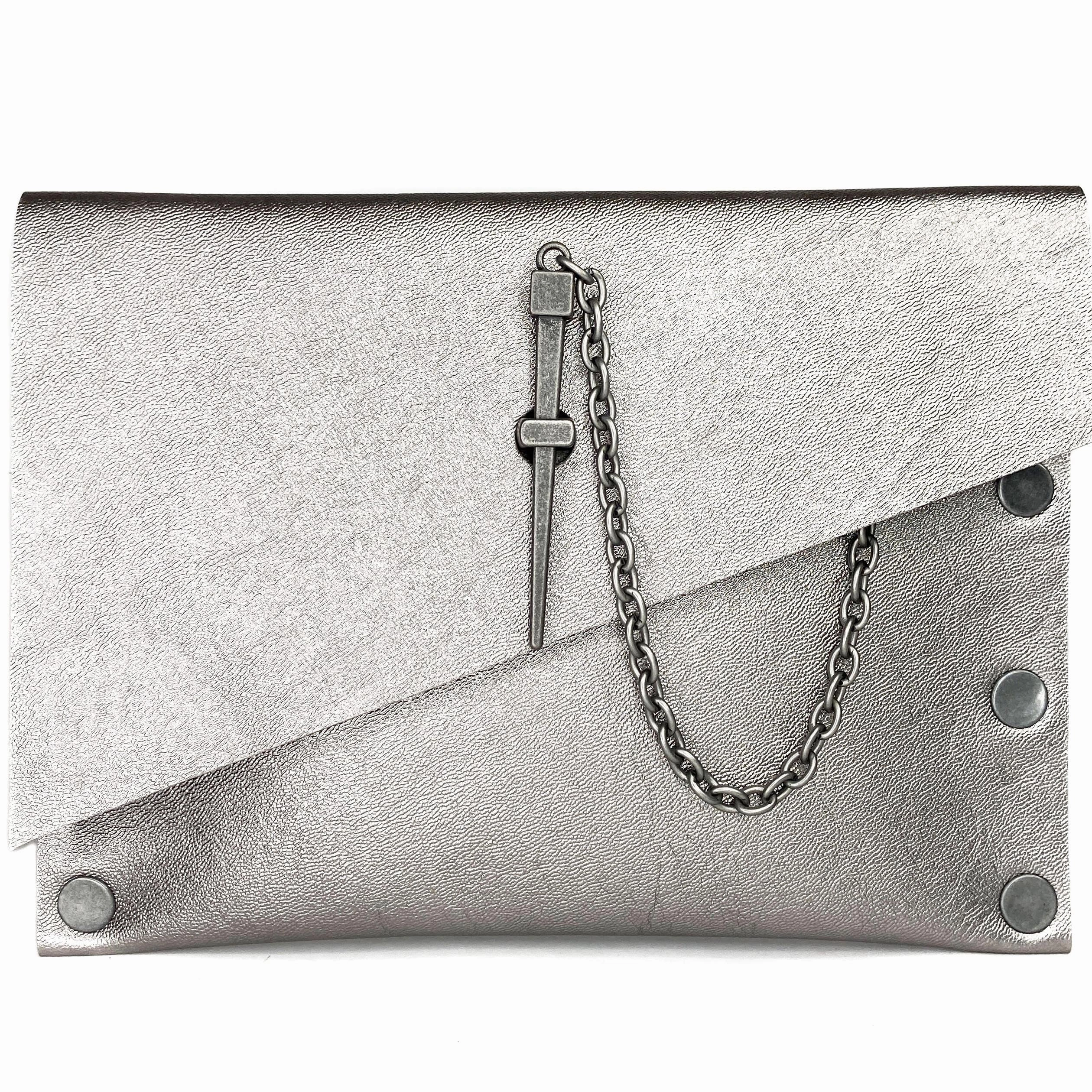 Metallic Silver Dagger Clutch Urban Companion Outdoor Explorer