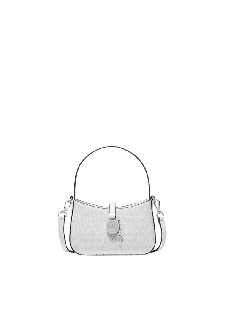 Compact Function Compact Travel Storage Michael Kors Lyra Extra-Small Signature Logo Crossbody Bag In Optic White 35R5S1YC0B