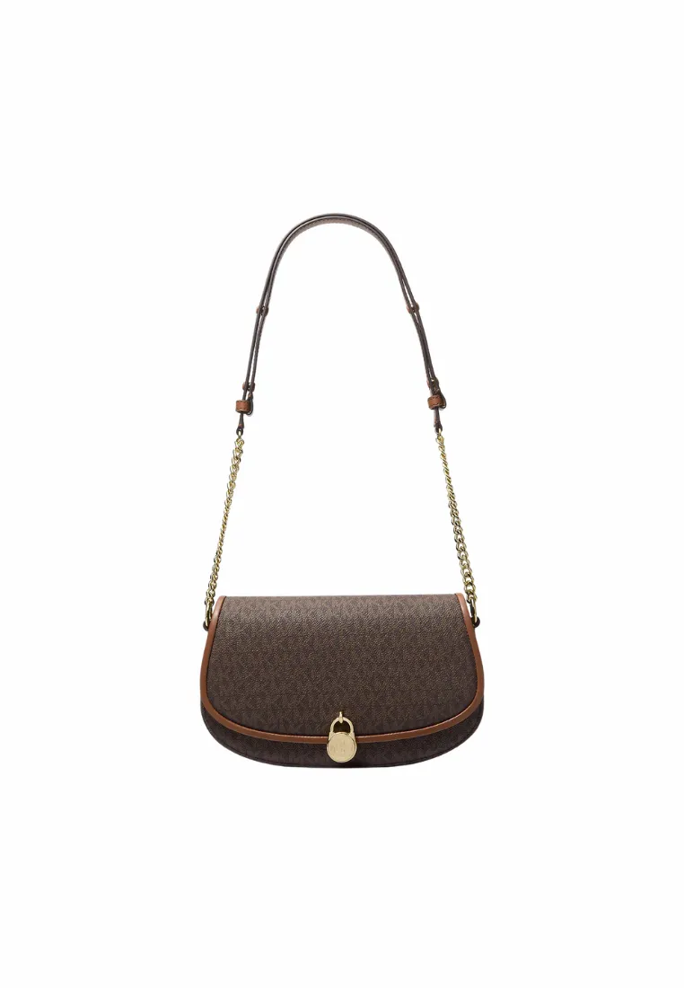 Versatile Use Stylish Comfort Michael Kors Mila Medium Messenger Bag Signature Logo In Brown 35T5GIMM8B