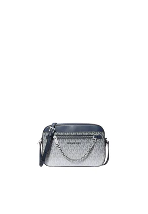 Minimal Look Adventure Companion Michael Kors Signature Logo Ombre Jet Set Large Crossbody Bag In Navy Bleu Marine 35R5STTC9V