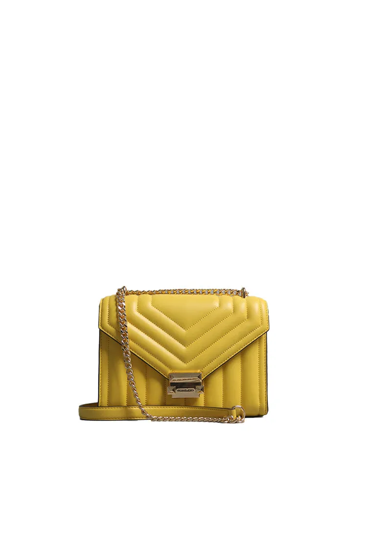 Compact Day Accessory Michael Kors Whitney Medium Quilted Flap Shoulder Bag In Golden Yellow 35R4GWHL6U