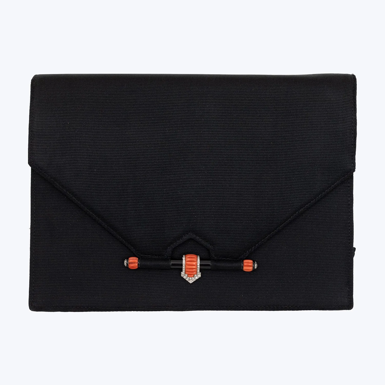 Work Routine Minaudi??re clutch with Red Stone Diamond and Black Enamel