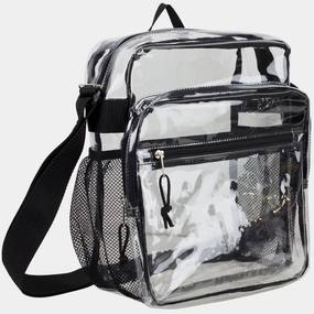 Eastsport Clear Stadium Messenger Bag with Side Mesh Pockets Work Essentials Gear