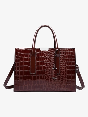 Viviana | Burgundy Croc-Embossed Leather Tote ?C Luxe & Statement-Making Stylish Functionality Street Utility