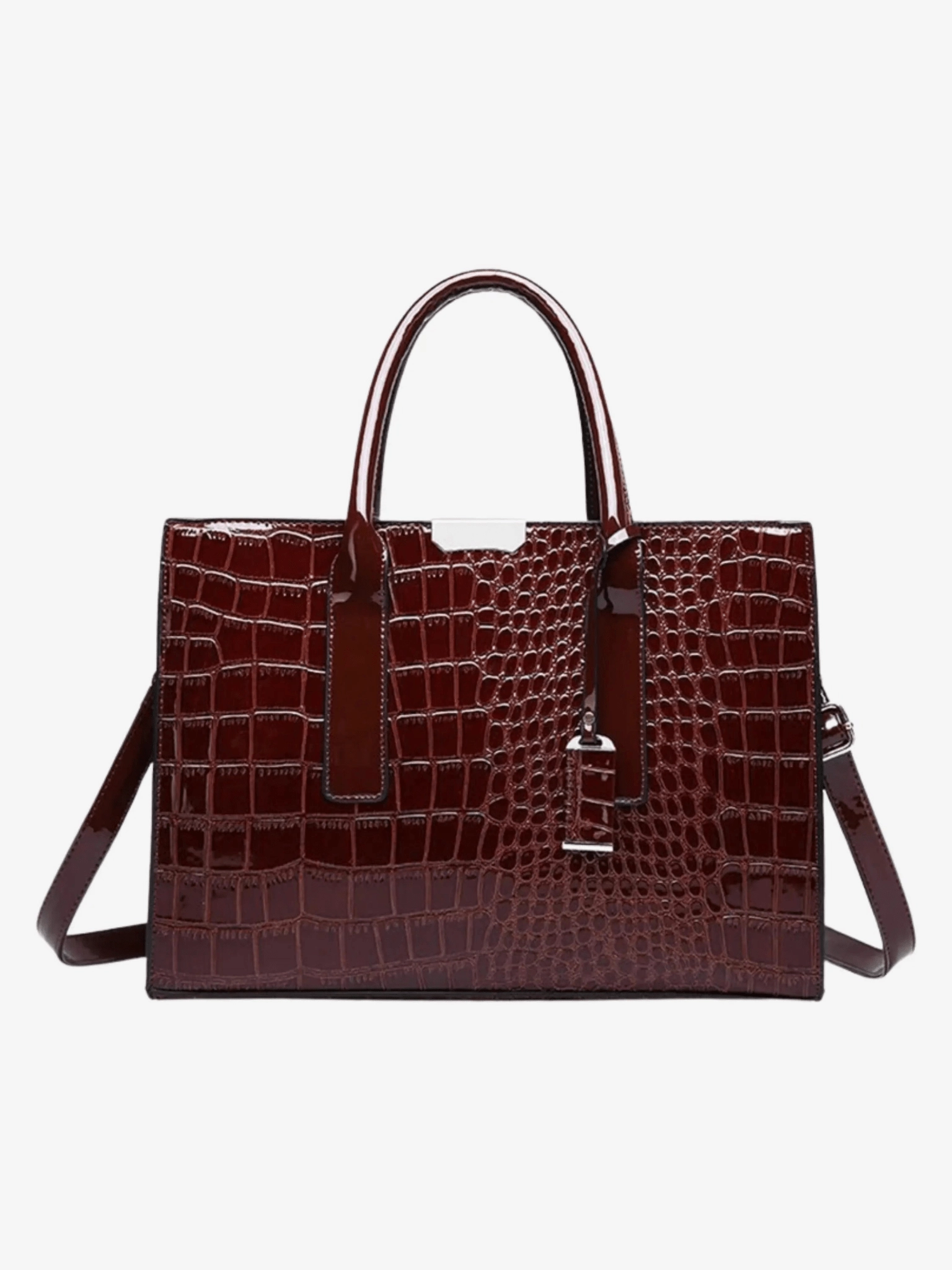 Viviana | Burgundy Croc-Embossed Leather Tote ?C Luxe & Statement-Making Stylish Functionality Street Utility