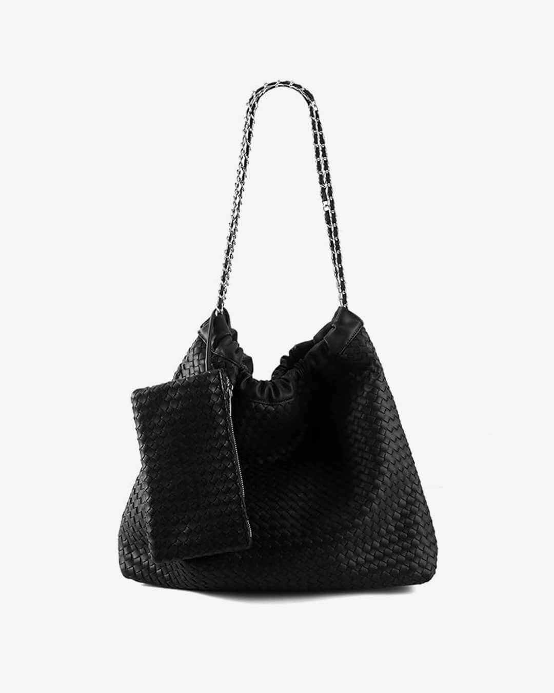 Textured Shoulder Bag with Pouch ?C Spacious Everyday Tote with Drawstring Smart Comfort