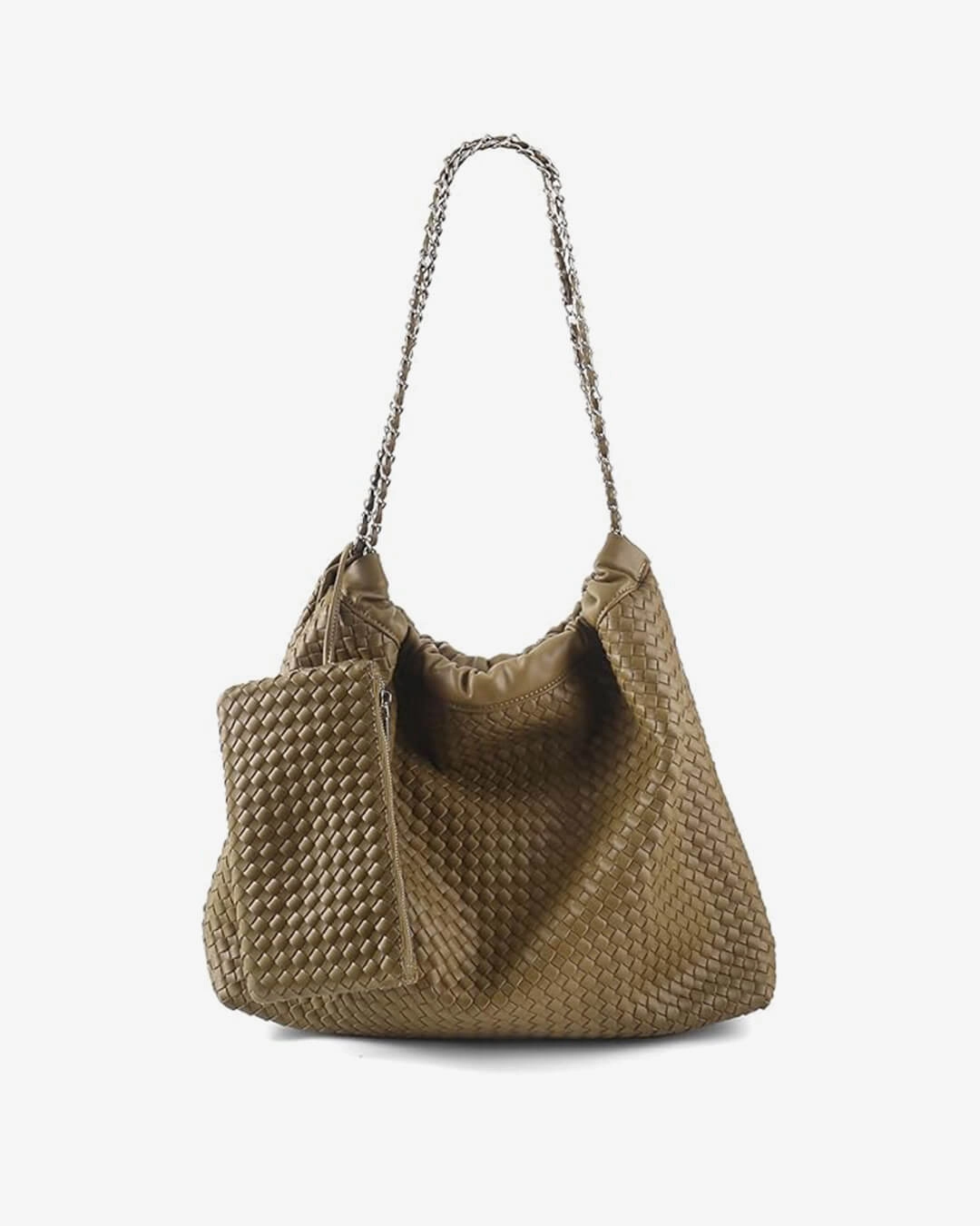Textured Shoulder Bag with Pouch ?C Spacious Everyday Tote with Drawstring Modern Gear