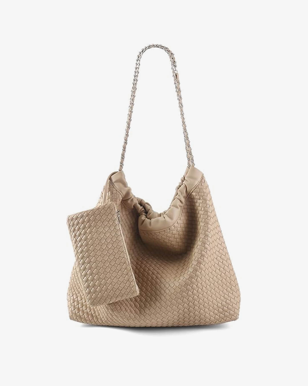 Versatile Organizer Casual Style Textured Shoulder Bag with Pouch ?C Spacious Everyday Tote with Drawstring