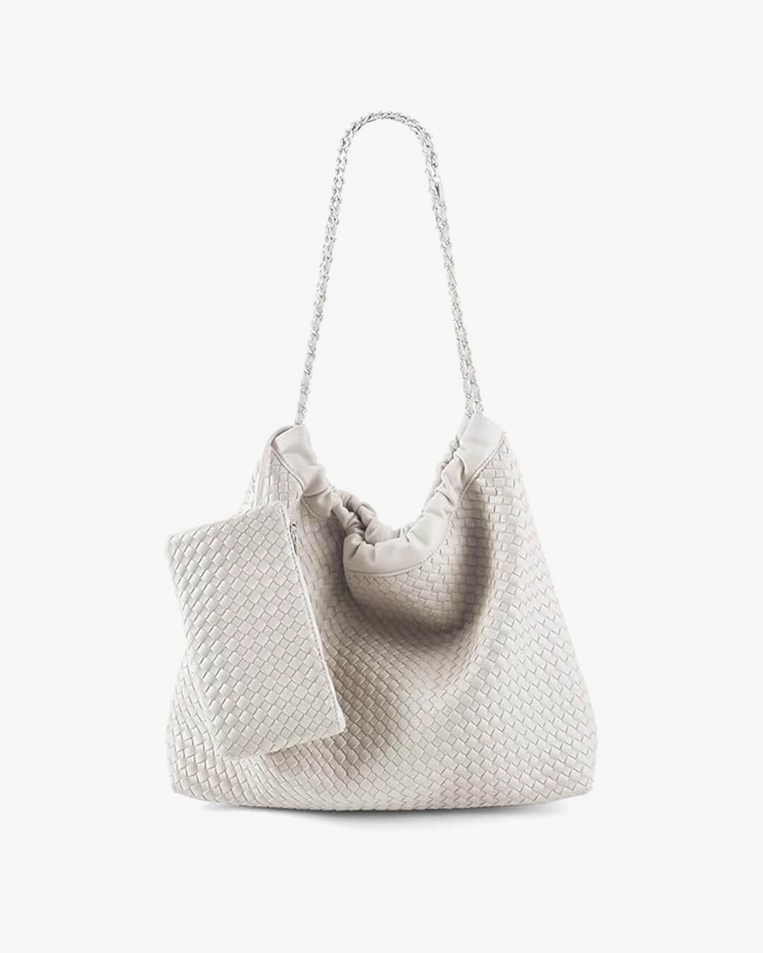 Versatile Design Compact Shape Textured Shoulder Bag with Pouch ?C Spacious Everyday Tote with Drawstring