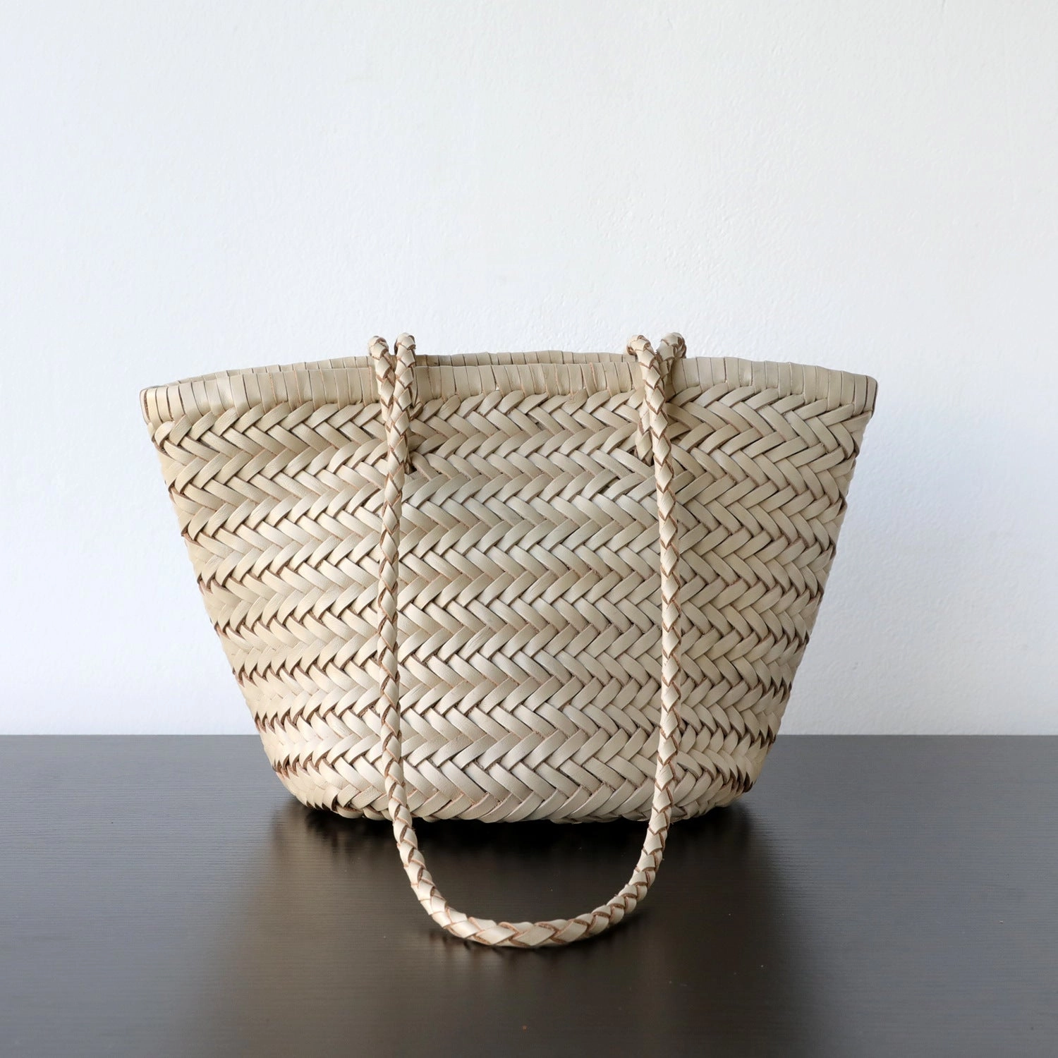 Practical Companion Hand-Woven Cowhide Leather Bucket Bag | Women's Braided Drawstring Basket Purse