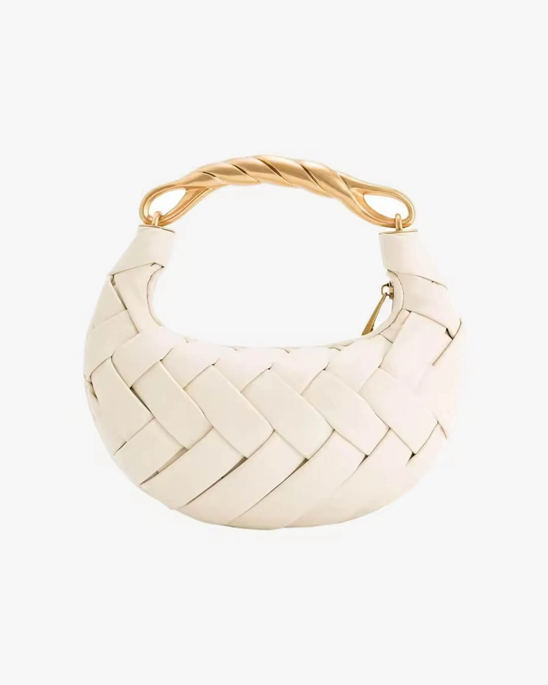 Alexandra Hobo Mini Bag with Golden Handle ?C Woven Textured Statement Handbag Trendy Look