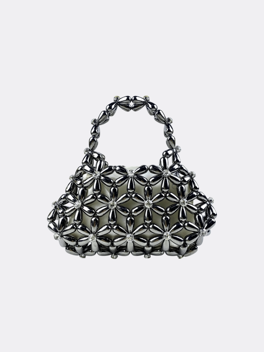 Floral Metal Frame Evening Bag ?C Sculptural Silver Mini Handbag Modern Design Outdoor Adventure