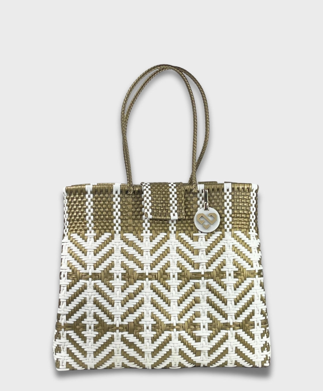 Durable Build Compact Size Maria Victoria | Nautical GW | Upcycled, Handwoven, Multicolor Shoulder Tote