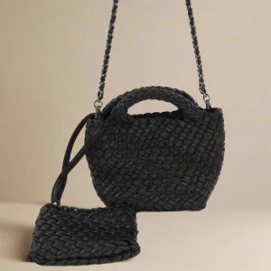 Emaline Black Mini Tote BC Bag with Braided Strap Modern Comfort