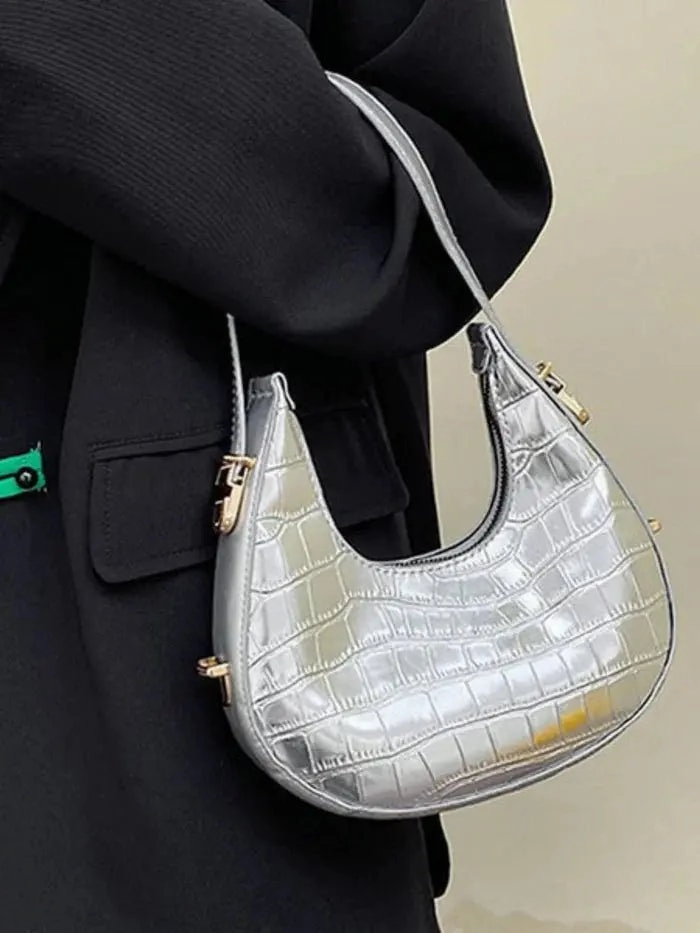 Workday Function Everyday Comfort Aurelia | Luxe Gold Croc-Embossed Shoulder Bag ?C Glamorous & Bold